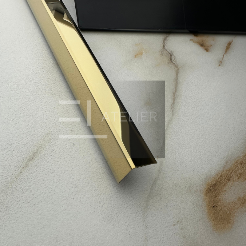 Profil L Teșit Inox Auriu Lucios 40x40mm x 2200mm - EL Atelier
