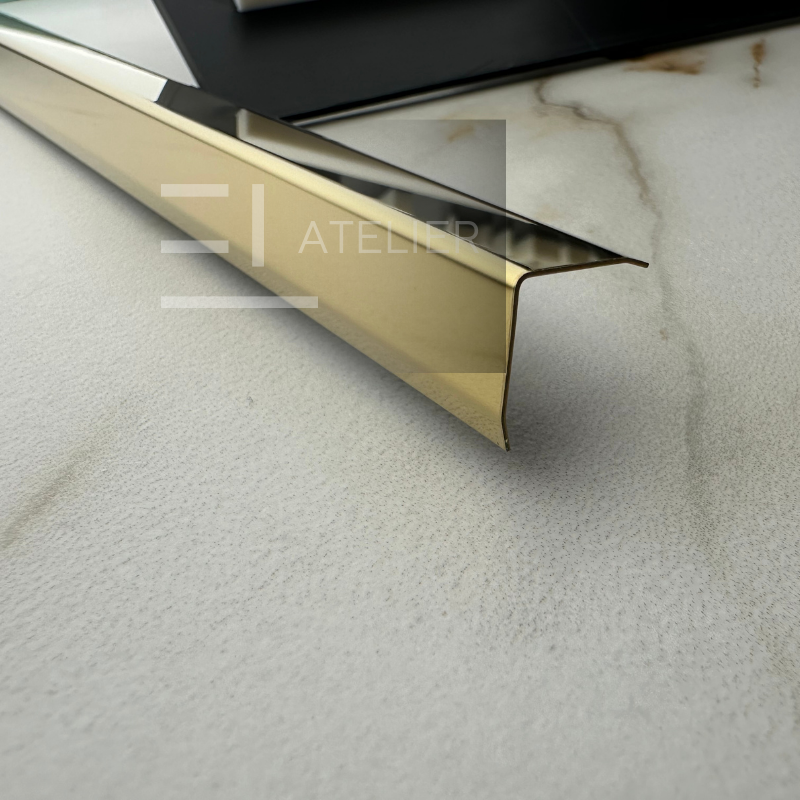 Profil L Teșit Inox Auriu Lucios 40x40mm x 2200mm - EL Atelier