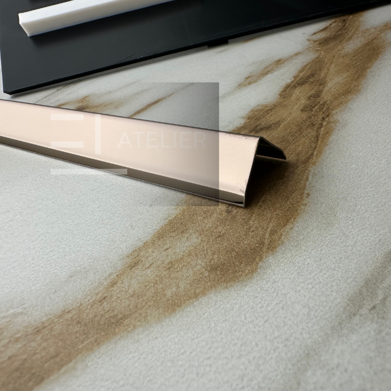 Profil L Teșit Inox Bronz (Rose-Gold) Lucios 30x30mm x 2700mm - EL Atelier