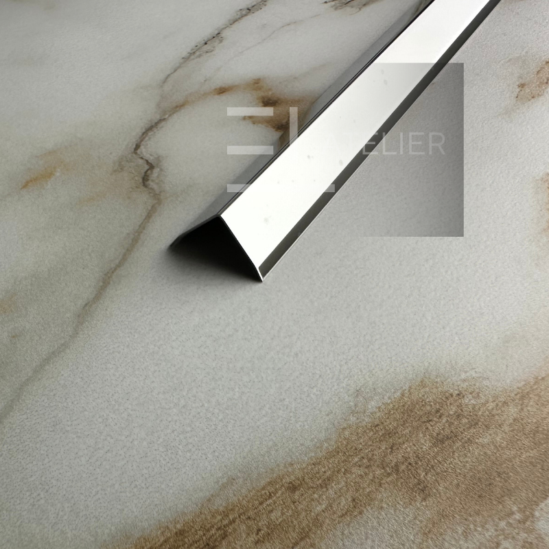 Profil L Teșit Inox Argintiu Lucios 10x10mm x 2700mm - EL Atelier