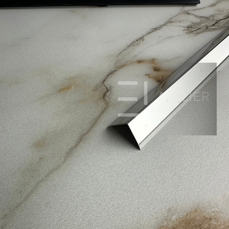 Profil L Teșit Inox Argintiu Lucios 10x10mm x 2700mm - EL Atelier
