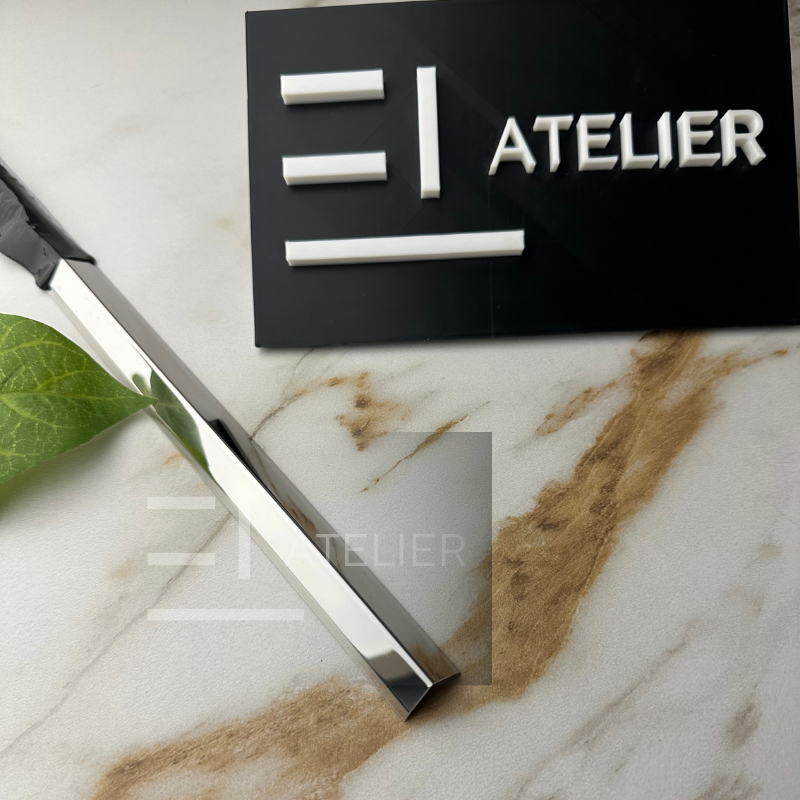 Profil L Teșit Inox Argintiu Lucios 10x10mm x 2700mm - EL Atelier