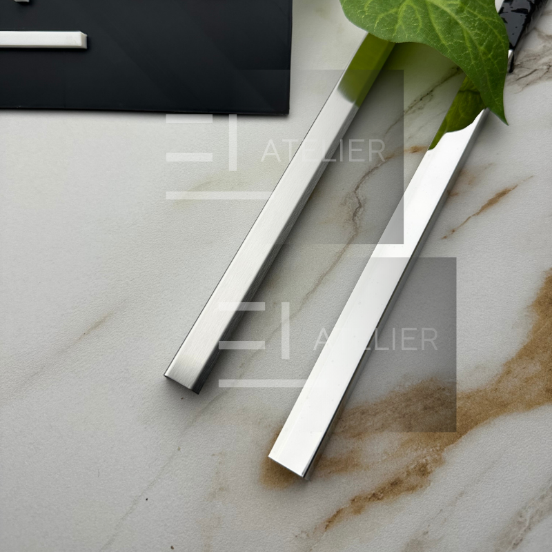 Profil L Teșit Inox Argintiu Lucios 10x10mm x 2700mm - EL Atelier