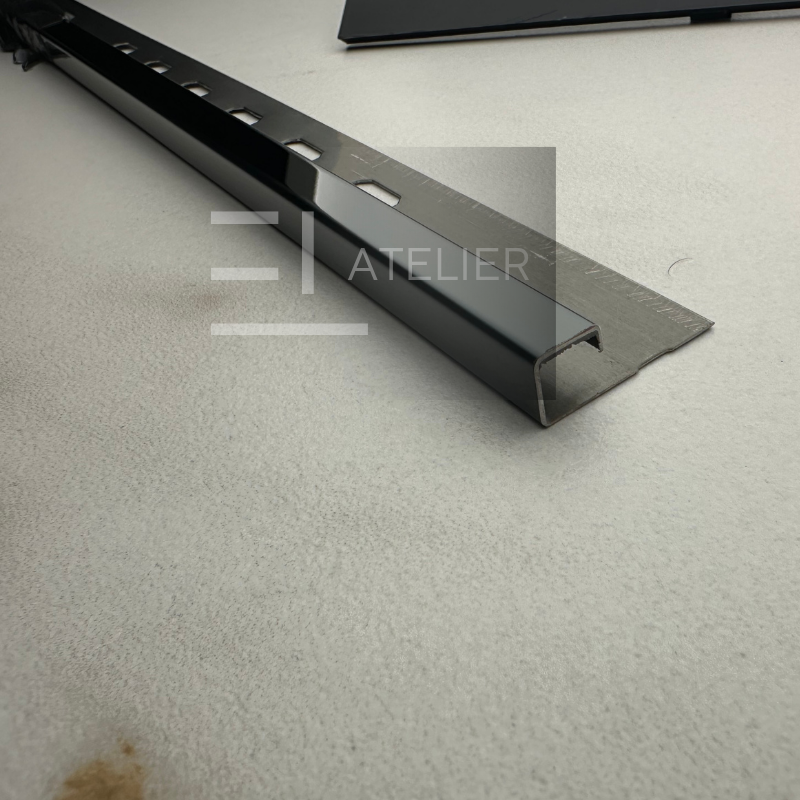 Profil Colt Exterior Semi-Patrat Inox Negru Lucios 10mm x 2700mm - EL Atelier