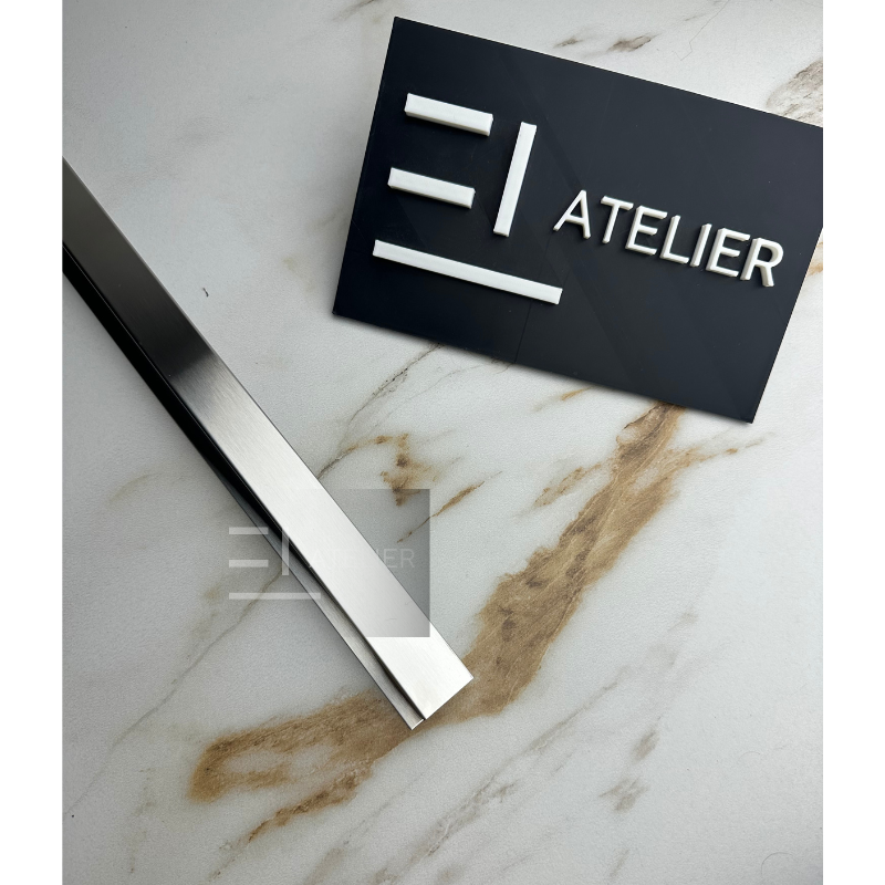 Profil decorativ trecere inox argintiu mat montaj gresie parchet 25mm