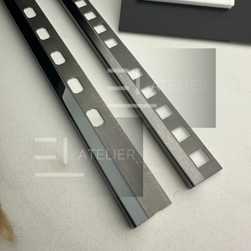 Profil Colt Exterior Semi-Patrat Inox Negru Lucios 10mm x 2700mm - EL Atelier