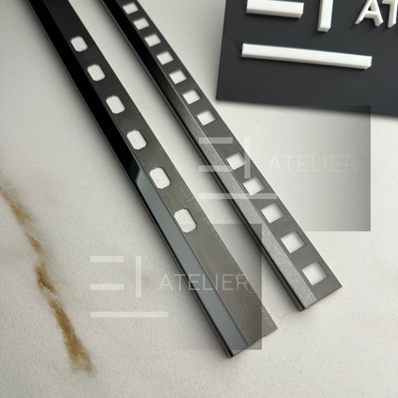 Profil Colt Exterior Semi-Patrat Inox Negru Lucios 10mm x 2700mm - EL Atelier