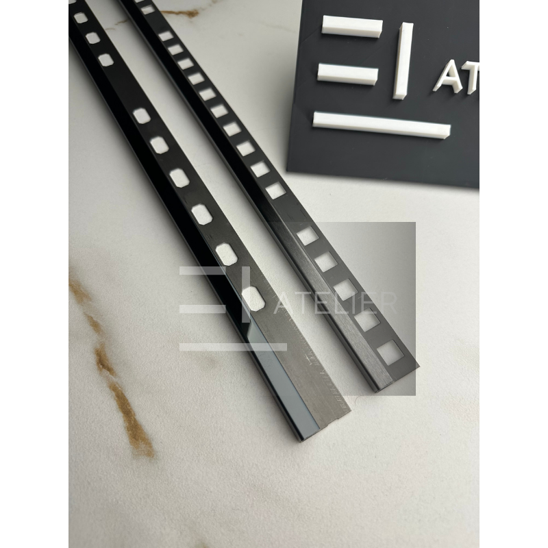 Profil Colt Exterior Semi-Patrat Inox Negru Lucios 10mm x 2700mm - EL Atelier