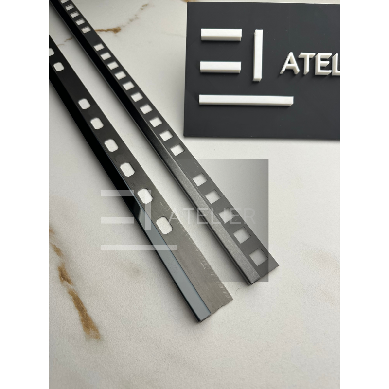 Profil Colt Exterior Semi-Patrat Inox Negru Lucios 10mm x 2700mm - EL Atelier