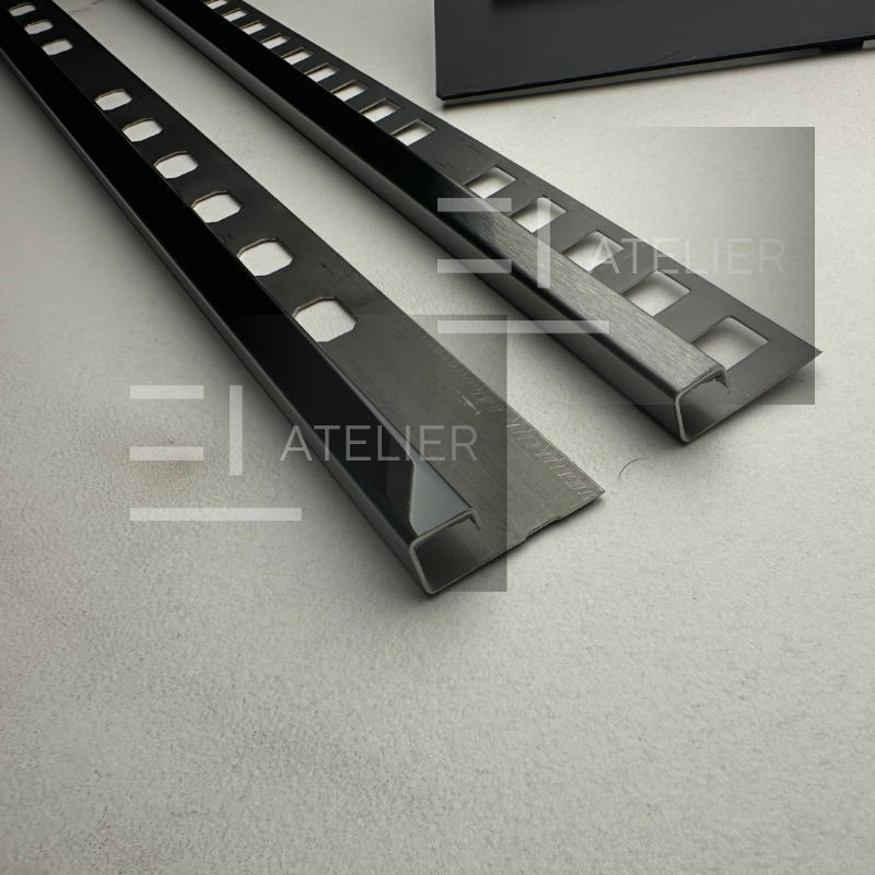 Profil Colt Exterior Semi-Patrat Inox Negru Lucios 10mm x 2700mm - EL Atelier