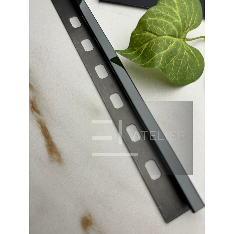 Profil Colt Exterior Semi-Patrat Inox Negru Lucios 10mm x 2700mm - EL Atelier