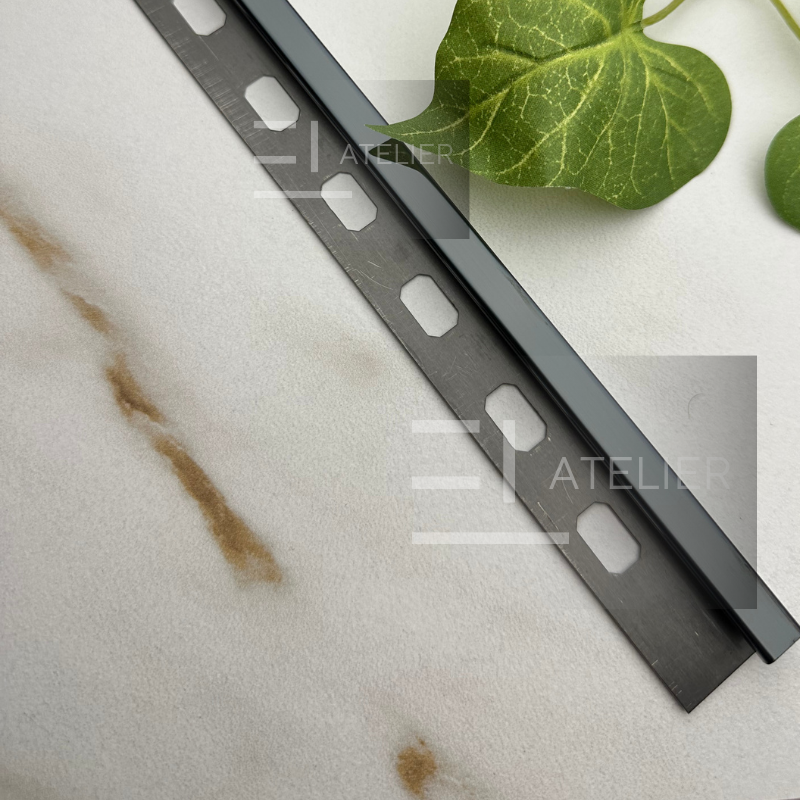 Profil Colt Exterior Semi-Patrat Inox Negru Lucios 10mm x 2700mm - EL Atelier