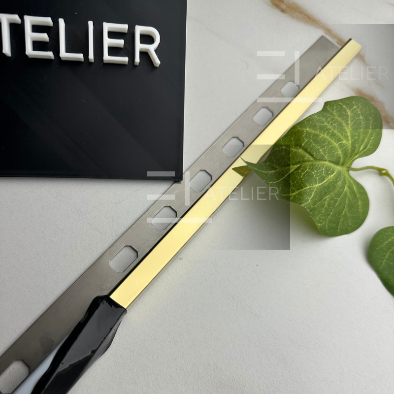 Profil Colt Exterior Semi-Patrat Inox Auriu Lucios 10mm x 2700mm - EL Atelier