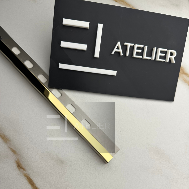 Profil Colt Exterior Semi-Patrat Inox Auriu Lucios 10mm x 2700mm - EL Atelier