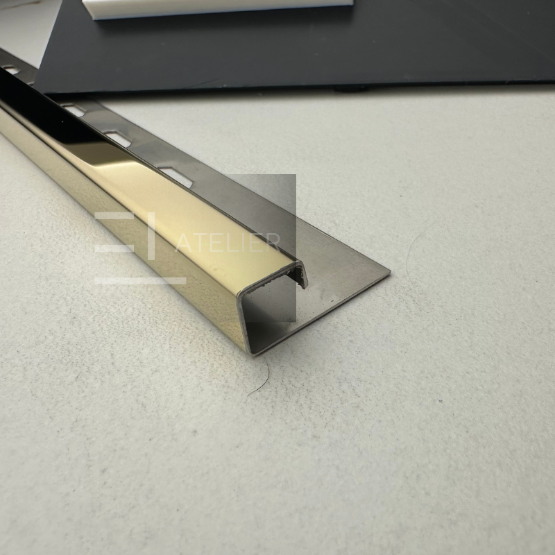 Profil Colt Exterior Semi-Patrat Inox Auriu Lucios 10mm x 2700mm - EL Atelier