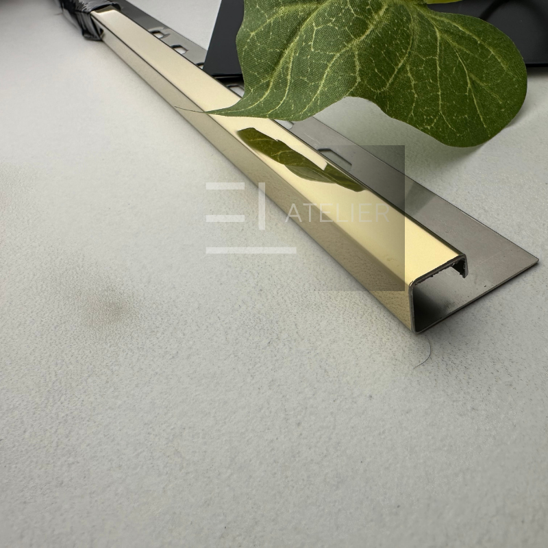 Profil Colt Exterior Semi-Patrat Inox Auriu Lucios 10mm x 2700mm - EL Atelier