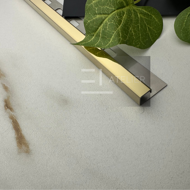 Profil Colt Exterior Semi-Patrat Inox Auriu Lucios 10mm x 2700mm - EL Atelier