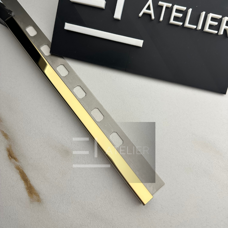 Profil Colt Exterior Semi-Patrat Inox Auriu Lucios 10mm x 2700mm - EL Atelier