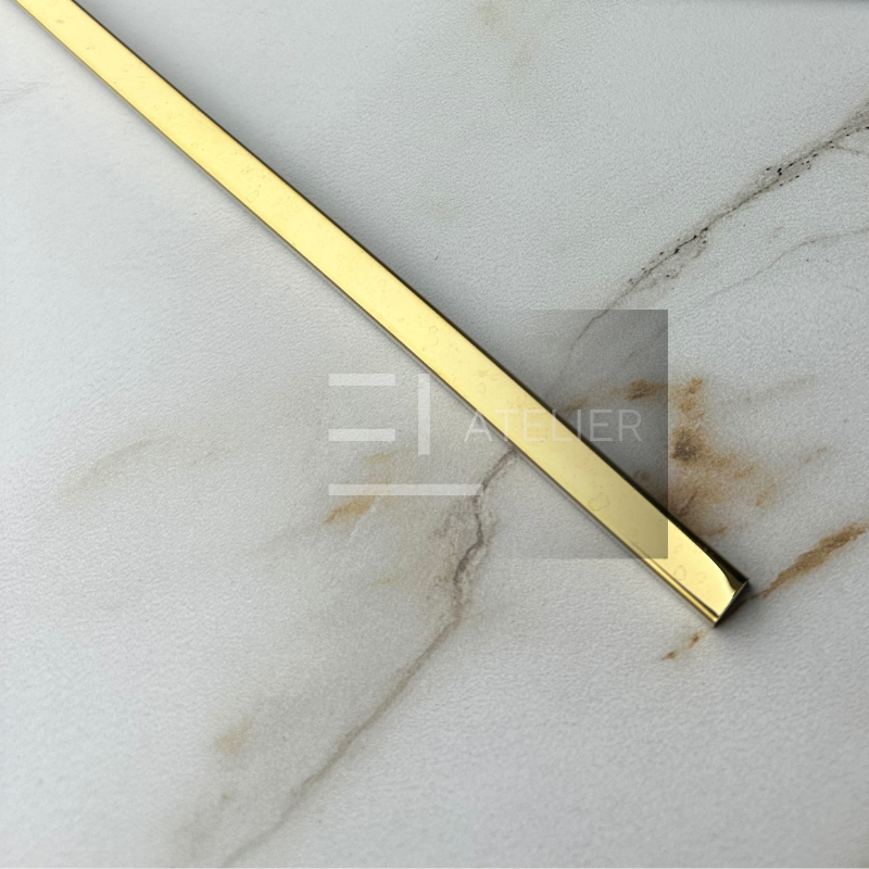 Profil U inox auriu lucios 10mm detaliu finisaj premium delimitare margini