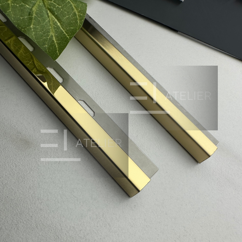 Profil Colt Exterior Semi-Patrat Inox Auriu Lucios 10mm x 2700mm - EL Atelier