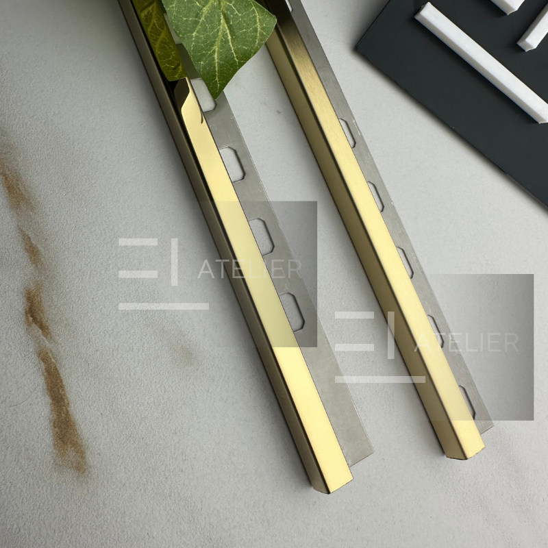Profil Colt Exterior Semi-Patrat Inox Auriu Lucios 10mm x 2700mm - EL Atelier