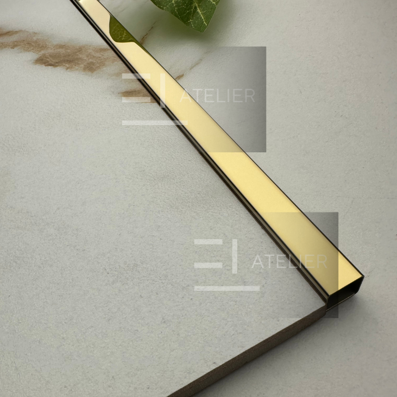 Profil Colt Exterior Semi-Patrat Inox Auriu Lucios 10mm x 2700mm - EL Atelier
