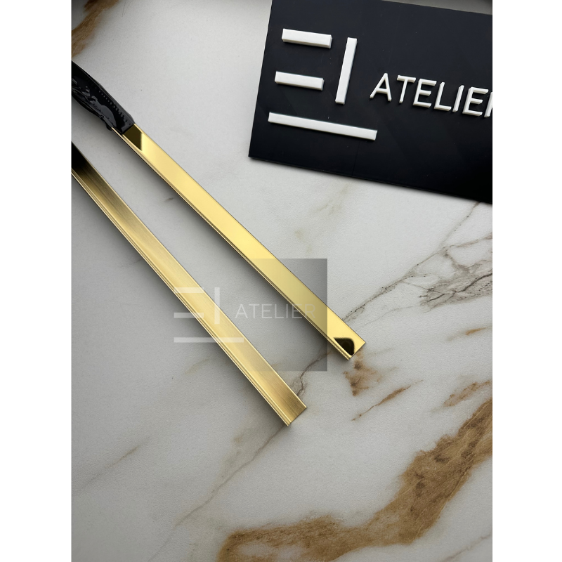 Profil decorativ L inox auriu lucios finisaj colțuri design interior elegant