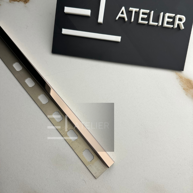 Profil Colt Exterior Semi-Patrat Inox Bronz (Rose-Gold) Lucios 10mm x 2700mm - EL Atelier