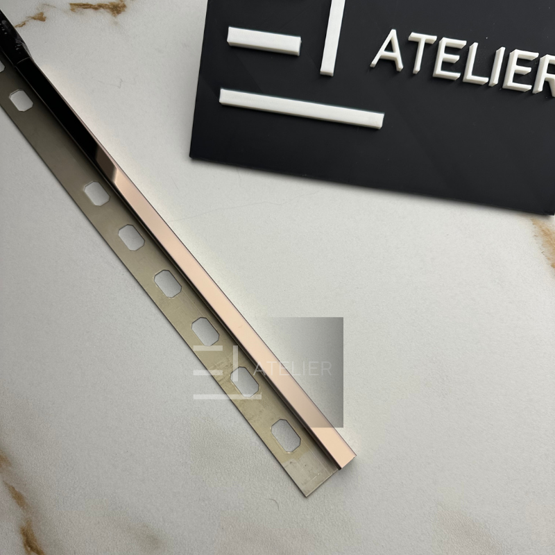 Profil Colt Exterior Semi-Patrat Inox Bronz (Rose-Gold) Lucios 10mm x 2700mm - EL Atelier