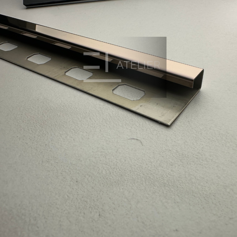 Profil Colt Exterior Semi-Patrat Inox Bronz (Rose-Gold) Lucios 10mm x 2700mm - EL Atelier