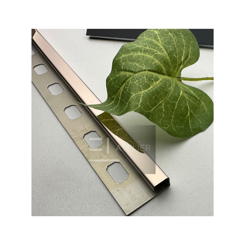 Profil Colt Exterior Semi-Patrat Inox Bronz (Rose-Gold) Lucios 10mm x 2700mm - EL Atelier