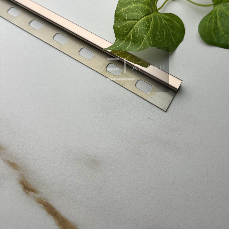 Profil Colt Exterior Semi-Patrat Inox Bronz (Rose-Gold) Lucios 10mm x 2700mm - EL Atelier