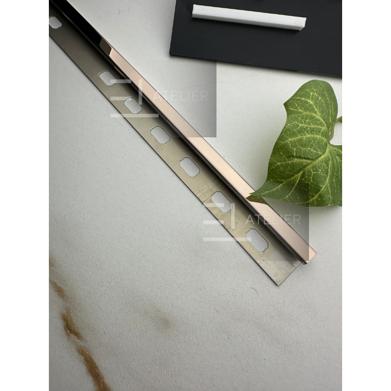 Profil Colt Exterior Semi-Patrat Inox Bronz (Rose-Gold) Lucios 10mm x 2700mm - EL Atelier
