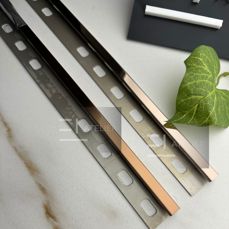 Profil Colt Exterior Semi-Patrat Inox Bronz (Rose-Gold) Lucios 10mm x 2700mm - EL Atelier