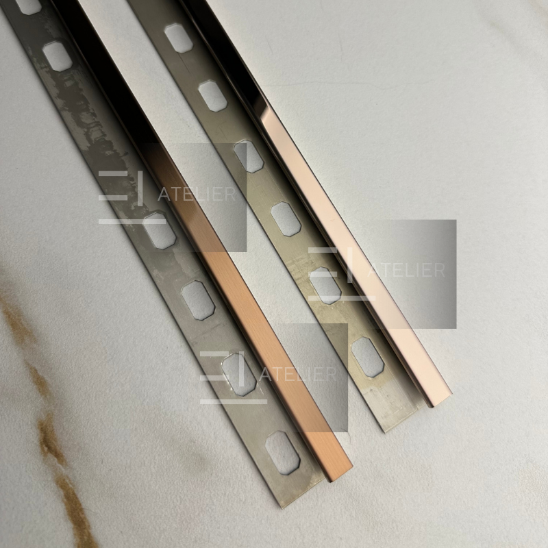 Profil Colt Exterior Semi-Patrat Inox Bronz (Rose-Gold) Lucios 10mm x 2700mm - EL Atelier