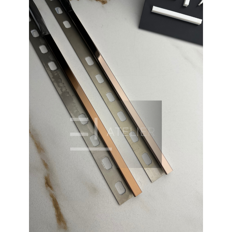 Profil Colt Exterior Semi-Patrat Inox Bronz (Rose-Gold) Lucios 10mm x 2700mm - EL Atelier