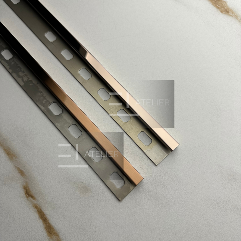 Profil Colt Exterior Semi-Patrat Inox Bronz (Rose-Gold) Lucios 10mm x 2700mm - EL Atelier