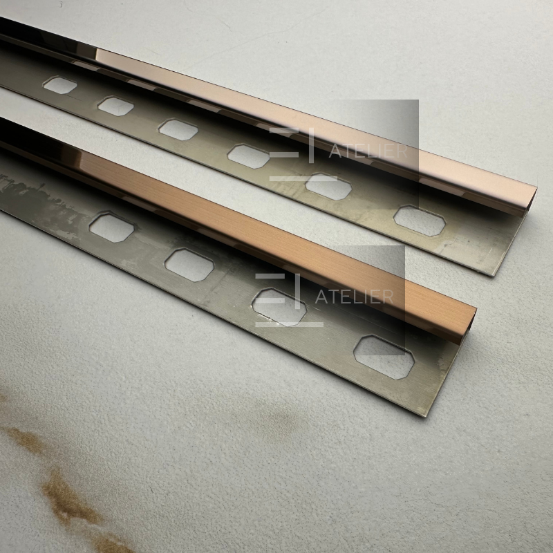 Profil Colt Exterior Semi-Patrat Inox Bronz (Rose-Gold) Lucios 10mm x 2700mm - EL Atelier