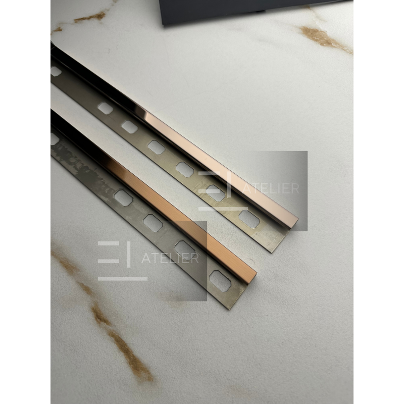 Profil Colt Exterior Semi-Patrat Inox Bronz (Rose-Gold) Lucios 10mm x 2700mm - EL Atelier