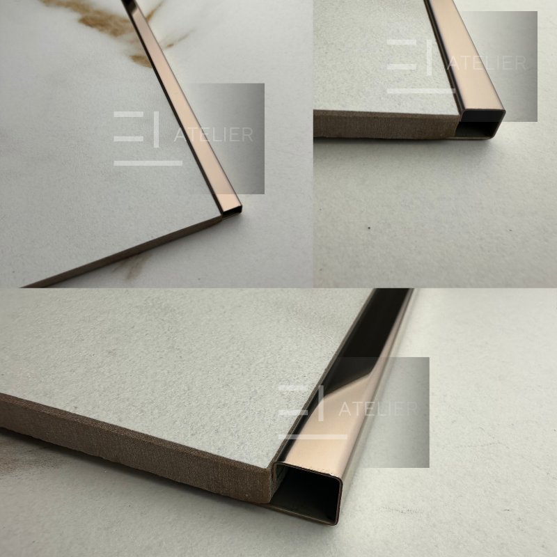 Profil Colt Exterior Semi-Patrat Inox Bronz (Rose-Gold) Lucios 10mm x 2700mm - EL Atelier