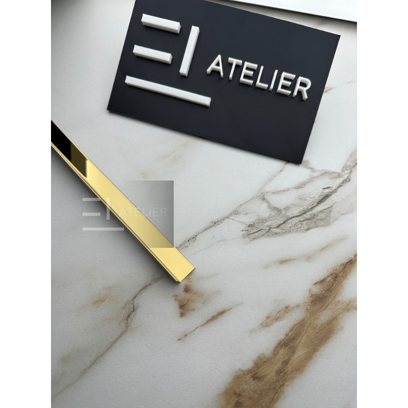 Profil colț interior inox auriu lucios 15x15mm aplicare perete finisaj elegant