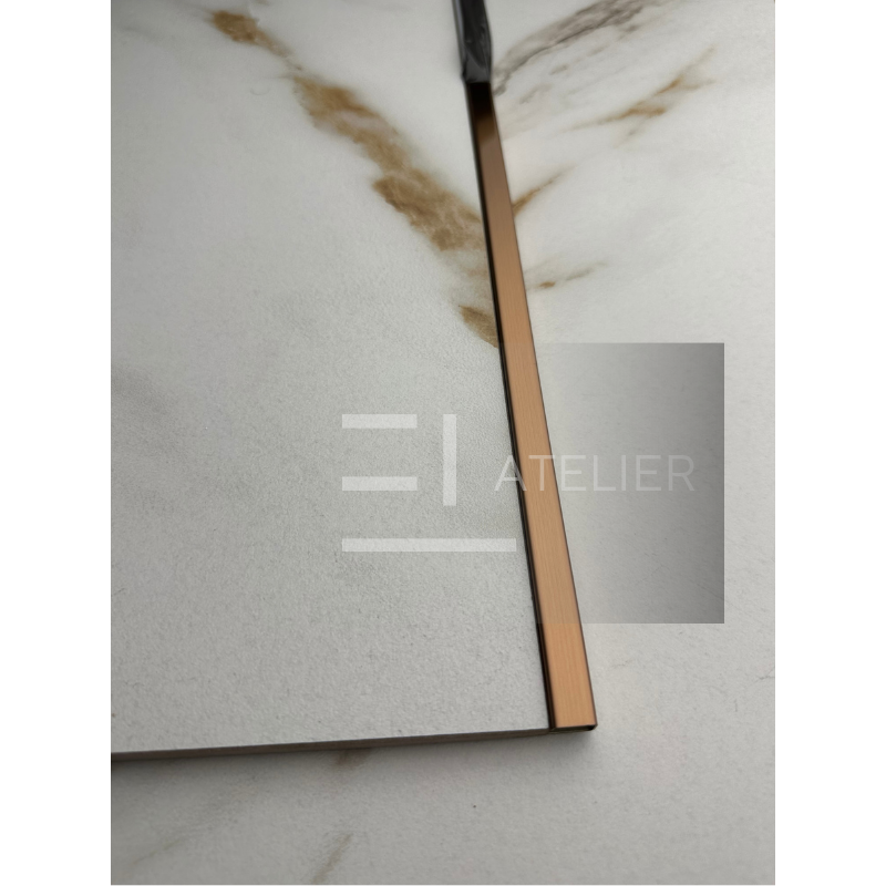 Profil Colt Exterior Semi-Patrat Inox Bronz (Rose-Gold) Mat 10mm x 2700mm - EL Atelier