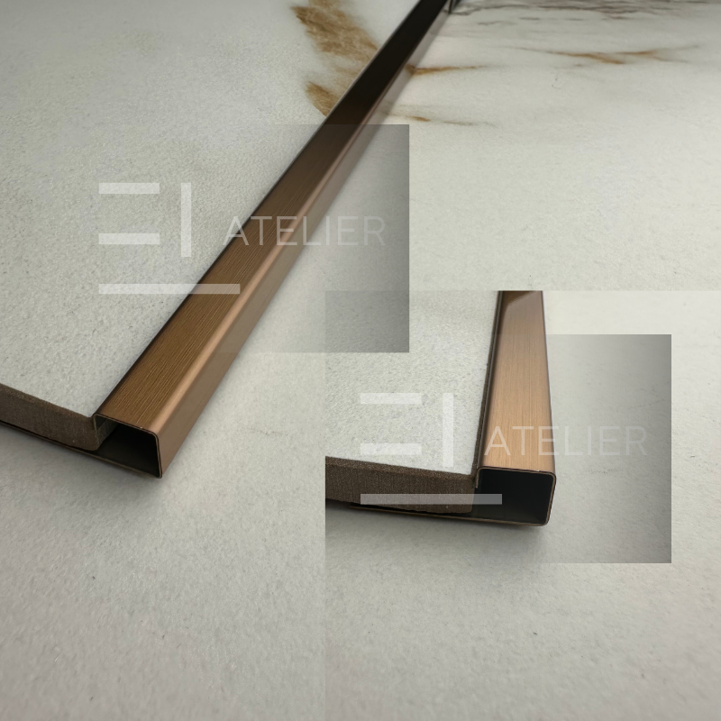Profil Colt Exterior Semi-Patrat Inox Bronz (Rose-Gold) Mat 10mm x 2700mm - EL Atelier