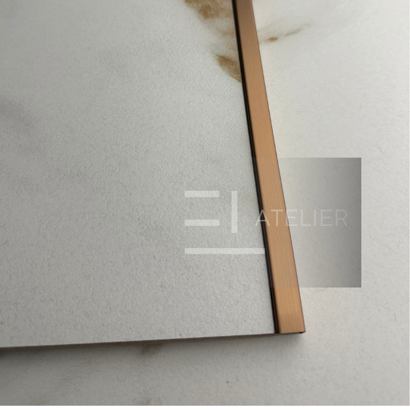 Profil Colt Exterior Semi-Patrat Inox Bronz (Rose-Gold) Mat 10mm x 2700mm - EL Atelier