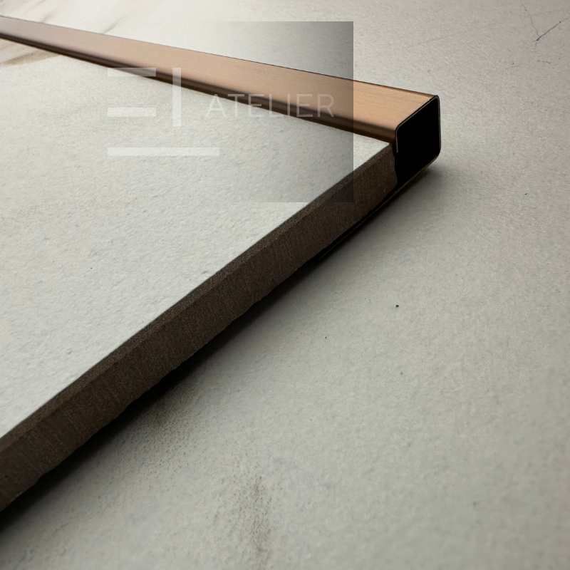 Profil Colt Exterior Semi-Patrat Inox Bronz (Rose-Gold) Mat 10mm x 2700mm - EL Atelier