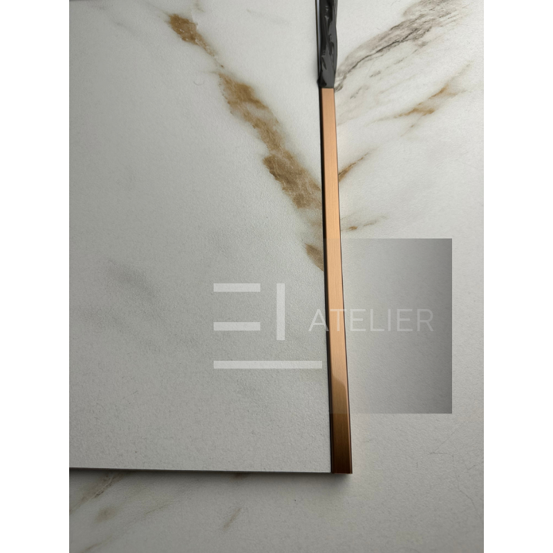 Profil Colt Exterior Semi-Patrat Inox Bronz (Rose-Gold) Mat 10mm x 2700mm - EL Atelier