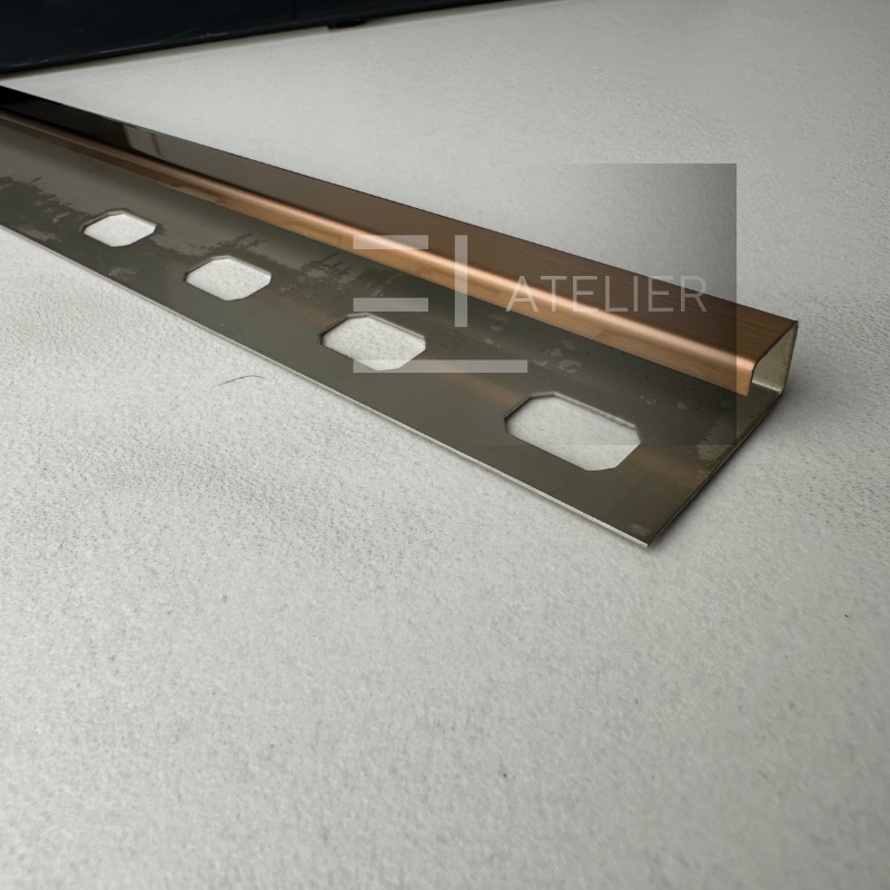 Profil Colt Exterior Semi-Patrat Inox Bronz (Rose-Gold) Mat 10mm x 2700mm - EL Atelier