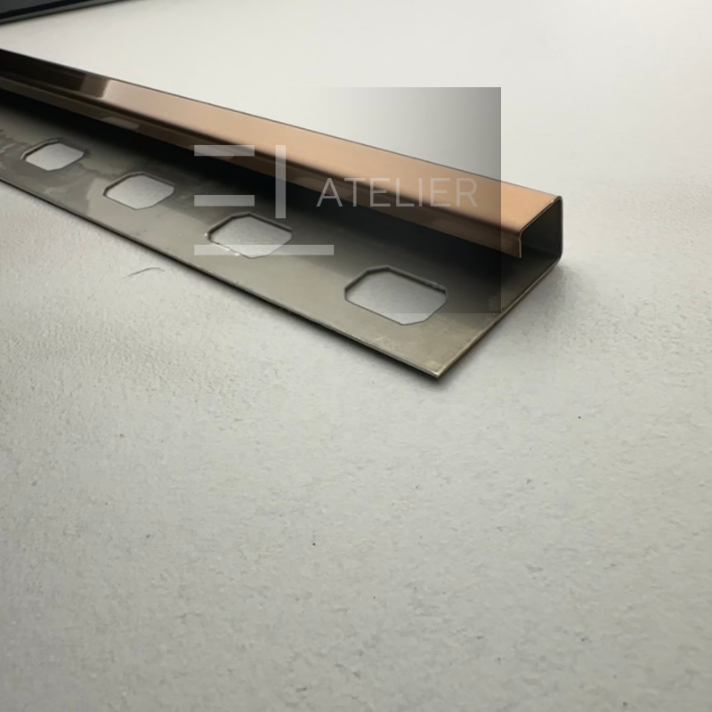 Profil Colt Exterior Semi-Patrat Inox Bronz (Rose-Gold) Mat 10mm x 2700mm - EL Atelier