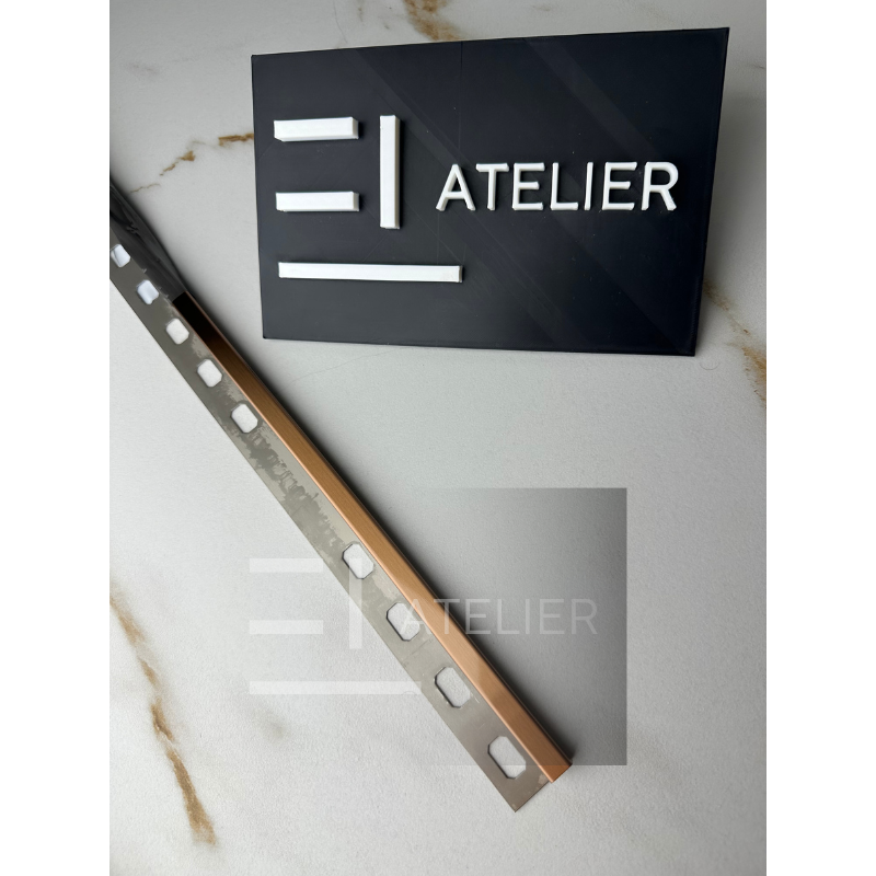 Profil Colt Exterior Semi-Patrat Inox Bronz (Rose-Gold) Mat 10mm x 2700mm - EL Atelier