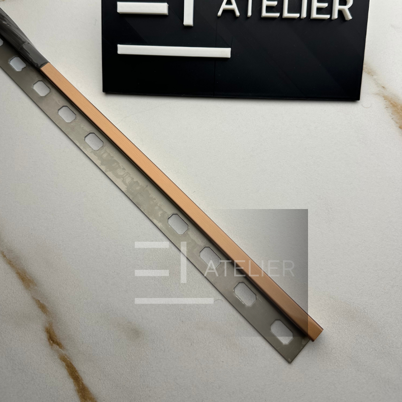 Profil Colt Exterior Semi-Patrat Inox Bronz (Rose-Gold) Mat 10mm x 2700mm - EL Atelier